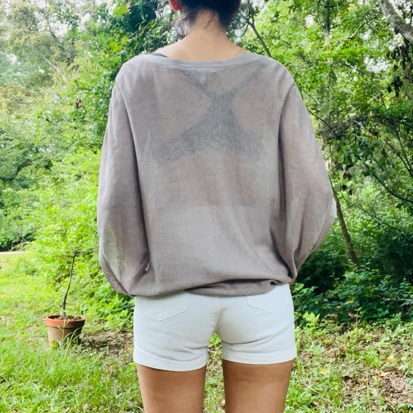 Joie Linen Silk Blend Oversized Blouse Size XS Tan Brown Mushroom Taupe - Picture 9 of 10